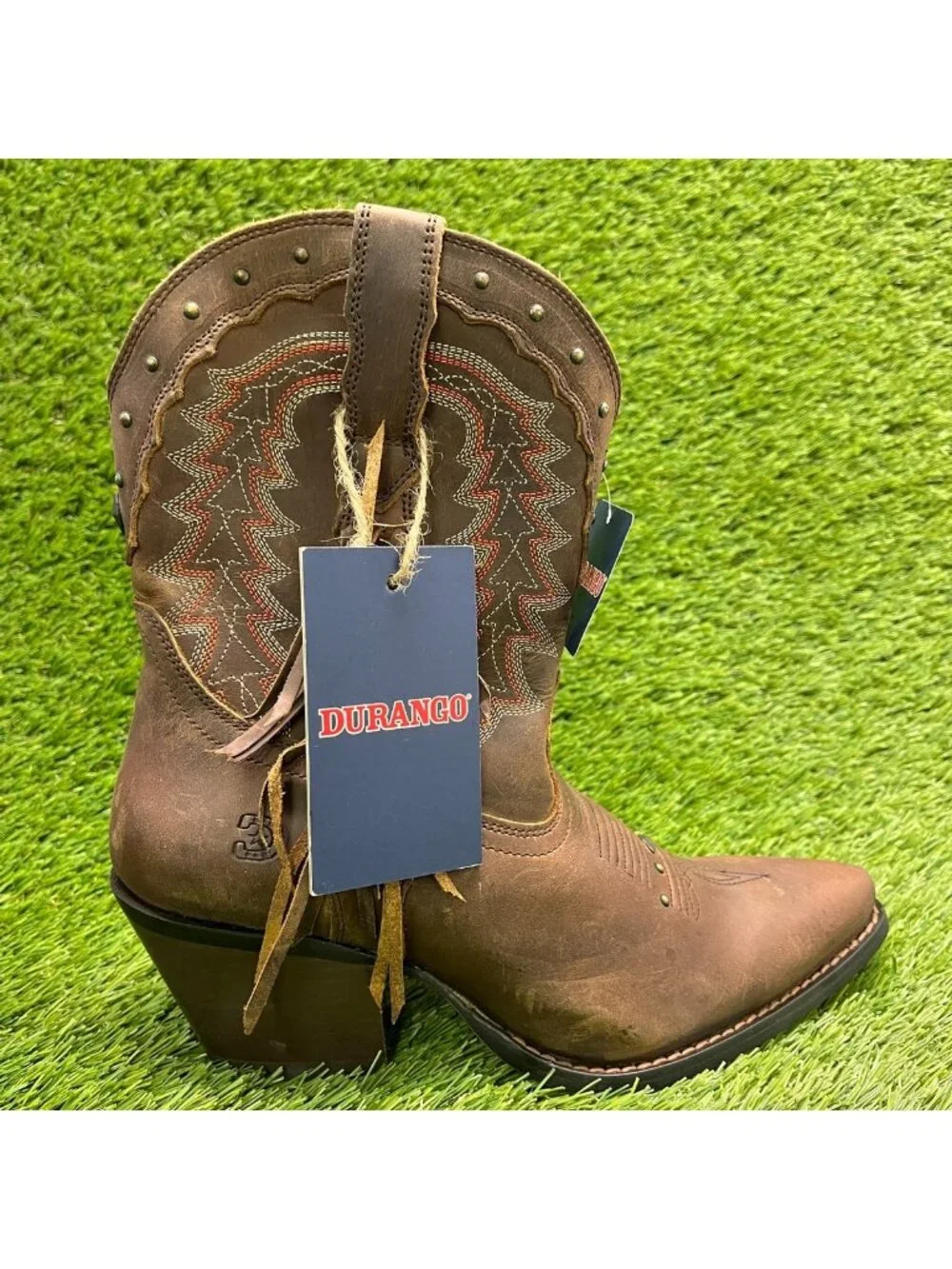 Durango Crush Womens Size 7 Brown Cowgirl Western Snip Toe Zip Up Fashion Boots